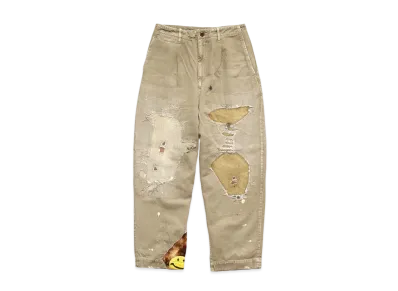 KAPITAL KARAGI HIGH WEST NEAM PANTS (LAMBER JACK DAMAGED) "Beige"