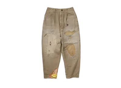 KAPITAL KARAGI LAMBER JACK DAMAGED HYUEST WEST NEAM PANTS "Beige"