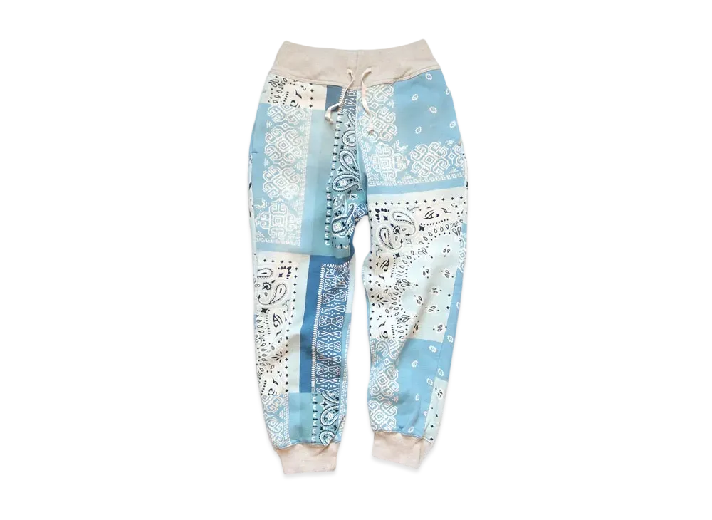 KAPITAL BACK HAIR BANDANA PATTERN SWEAT RIB PANTS "Sax"