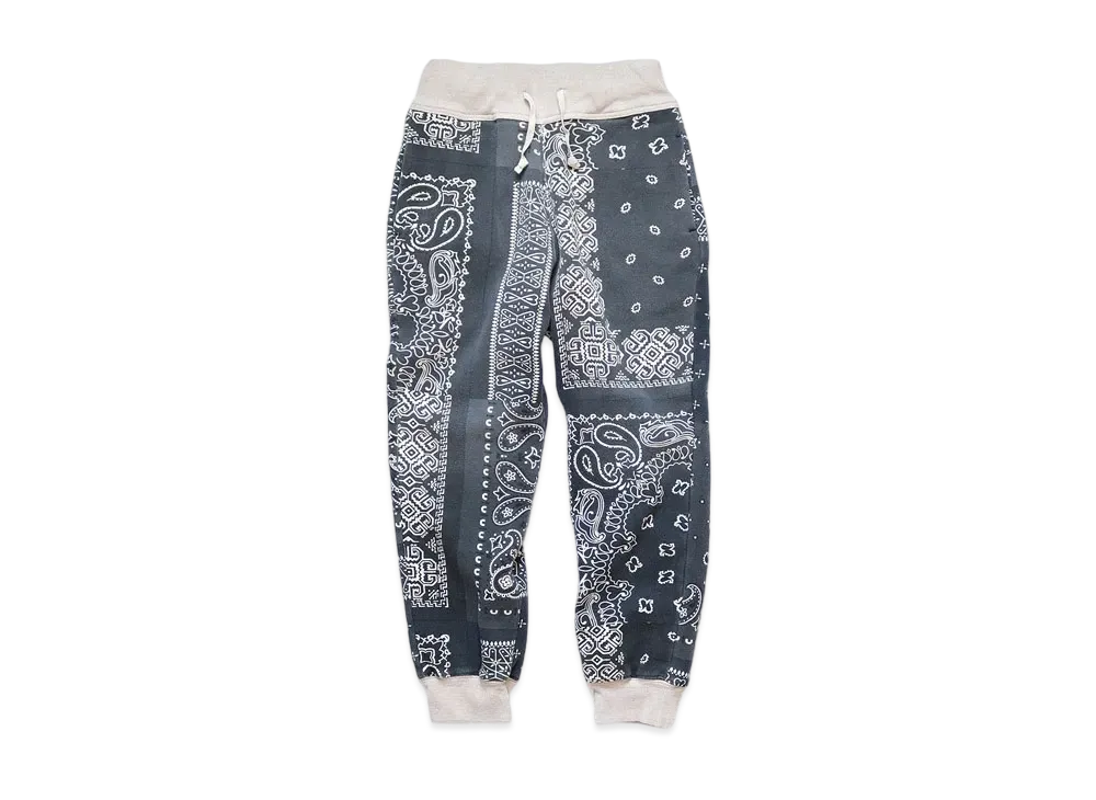 KAPITAL BACK HAIR BANDANA PATTERN SWEAT RIB PANTS "Black"