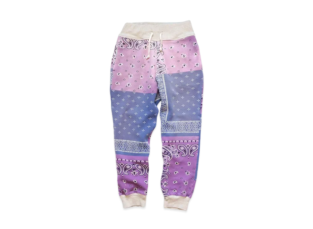 KAPITAL BACK HAIR BANDANA PATTERN SWEAT RIB PANTS "Light Purple"