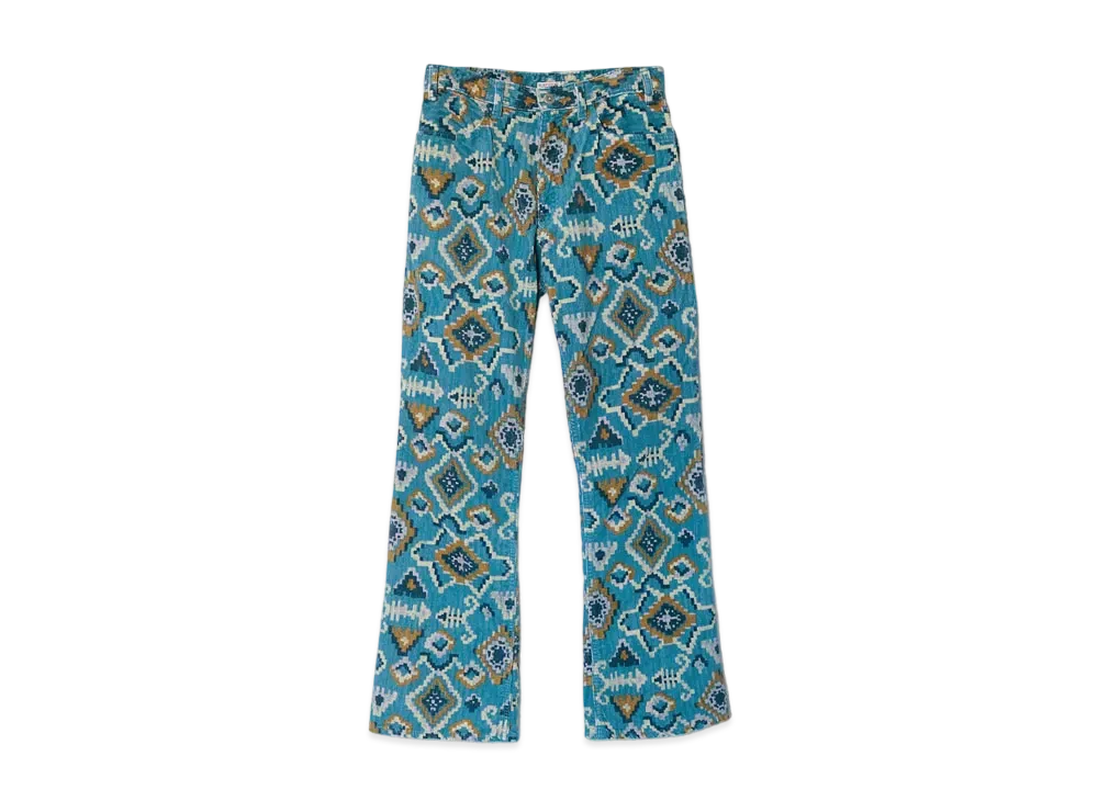 KAPITAL TAPESTRY CORDUROY BOOTS CUT PANTS "Blue"