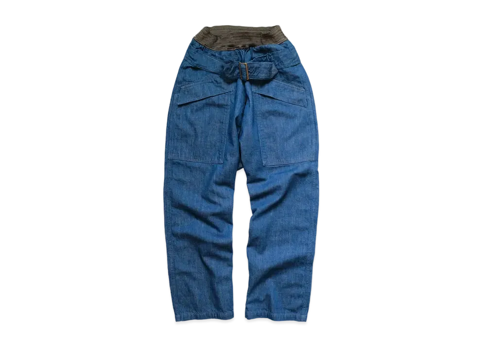 KAPITAL 11.5OZ DENIM AVIATOR SUITCUT PANTS "Indigo"