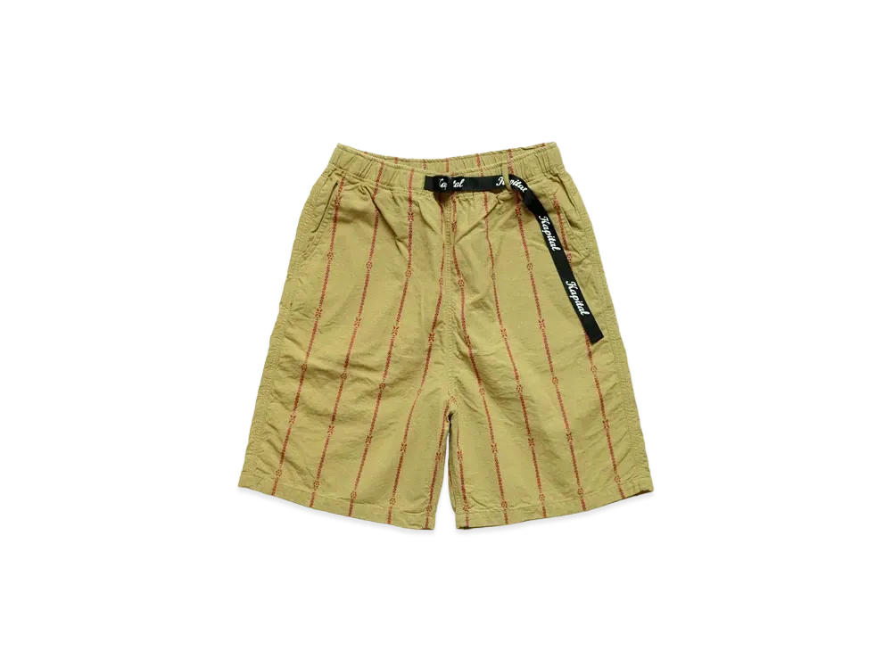 KAPITAL COTTON SHAM STRIPE EASY SHORT PANTS "Light Khaki"