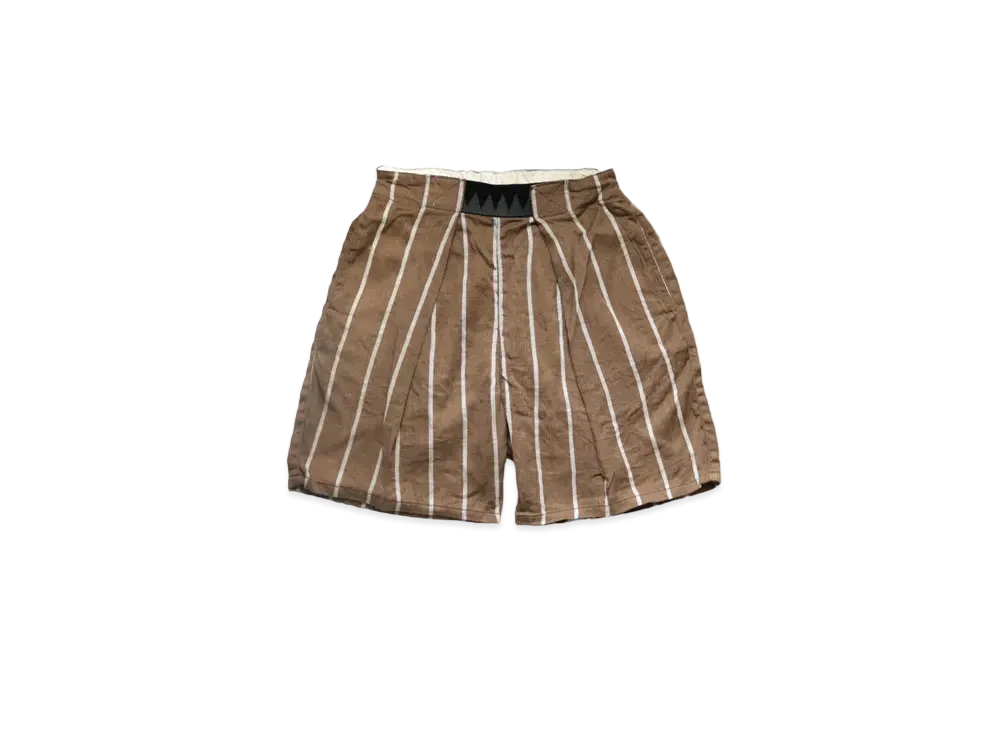 KAPITAL LINEN FILYS STRIPED EASY BEACH SHORT PANTS "Brown"