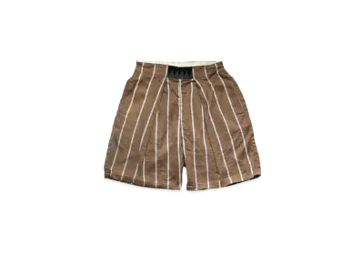 KAPITAL LINEN FILYS STRIPED EASY BEACH SHORT PANTS "Brown"