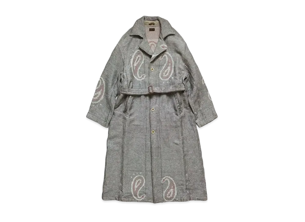 KAPITAL Rug Paisley Linen Wool Dragging Coat "Kinari"