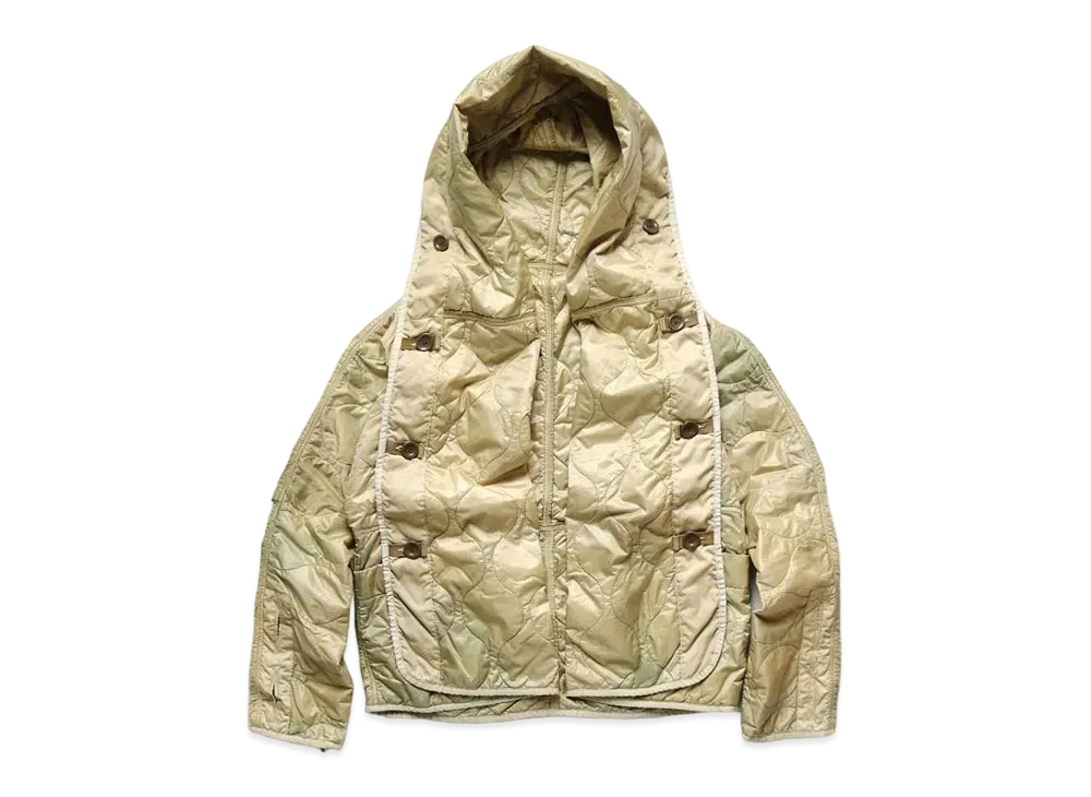 KAPITAL Uneven Dyeing Nylon Quilting Lining Ring Coat "khaki"