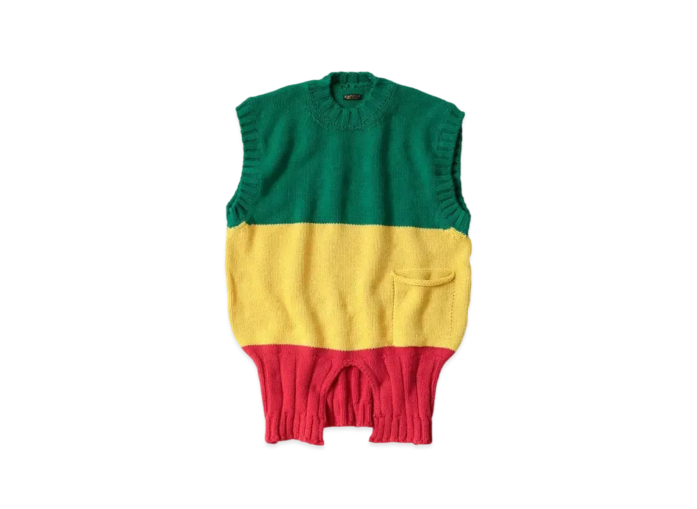 KAPITAL 3G Cotton Knit Raster Vest "Red"