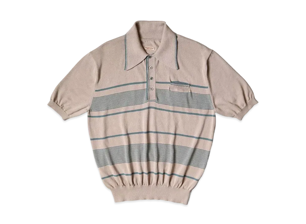 KAPITAL 14G Cotton Knit Stripe Carol Polo "Beige"