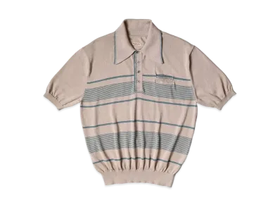 KAPITAL 14G Cotton Knit Stripe Carol Polo "Beige"