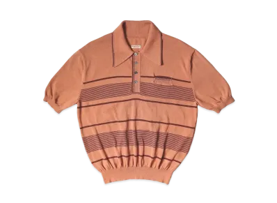 KAPITAL 14G Cotton Knit Stripe Carol Polo "Orange Brown"