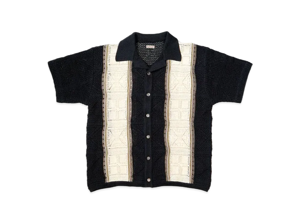 KAPITAL 7G Crochet Knit Tennessee Aloha Polo "Black"
