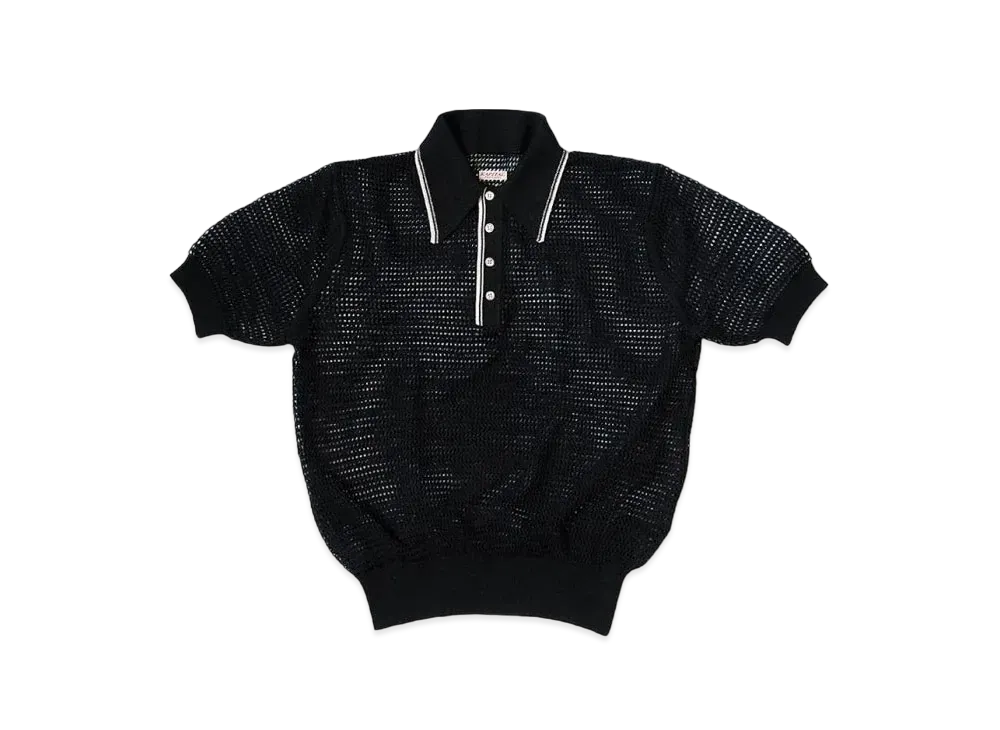 KAPITAL 12G Mesh Knit Carol Polo "Black"