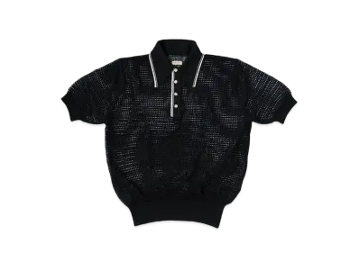 KAPITAL 12G Mesh Knit Carol Polo "Black"