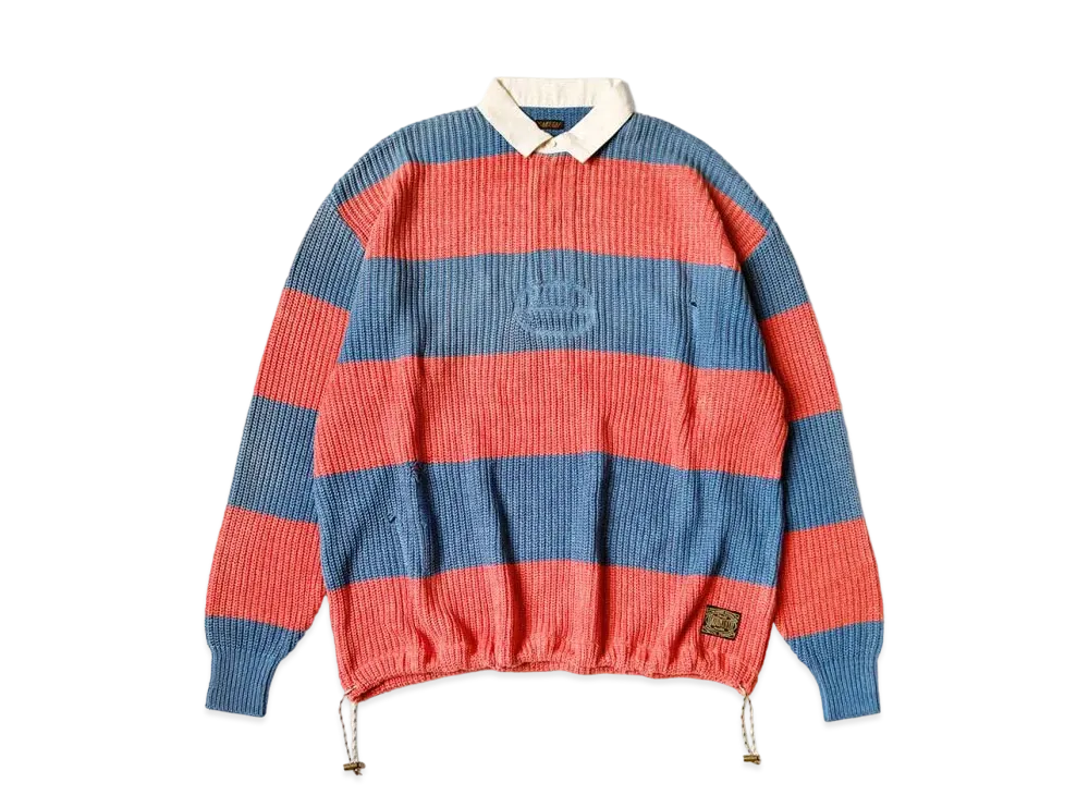 KAPITAL 5G Cotton Knit Rugby Shirt "Sax"