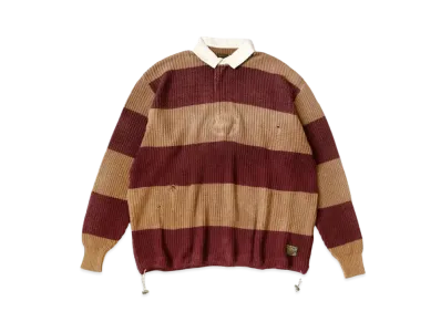 KAPITAL 5G Cotton Knit Rugby Shirt "Brown"
