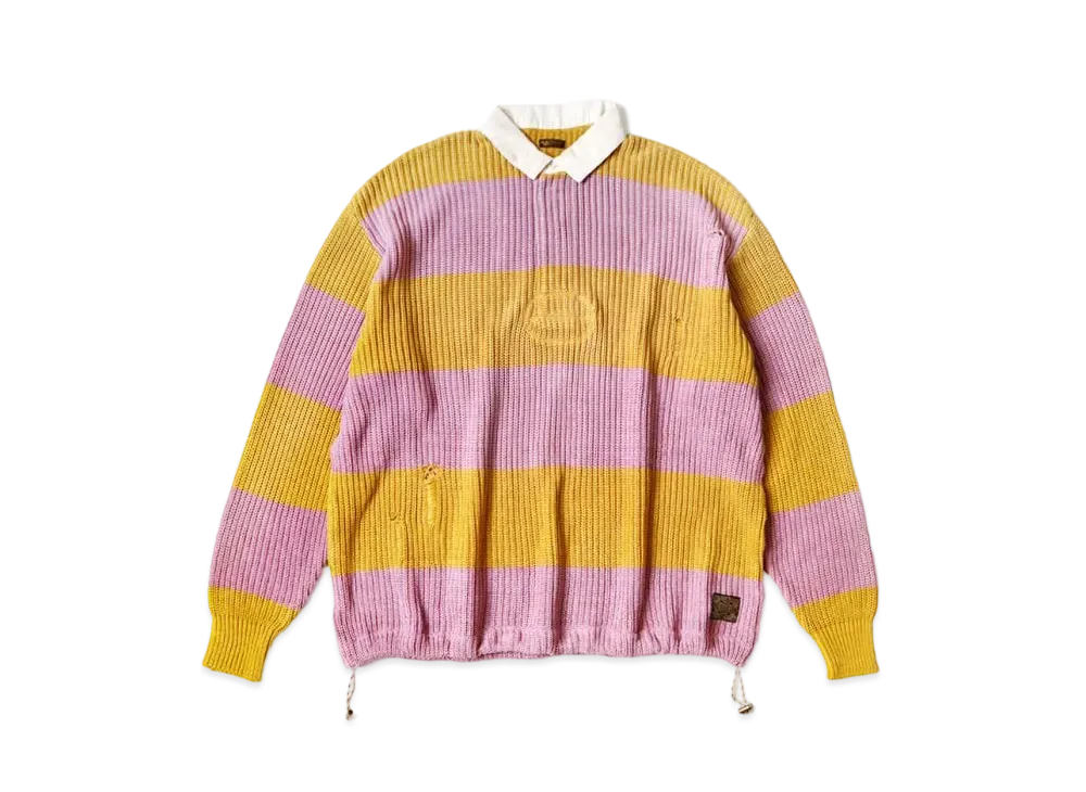 KAPITAL 5G Cotton Knit Rugby Shirt "Yellow"