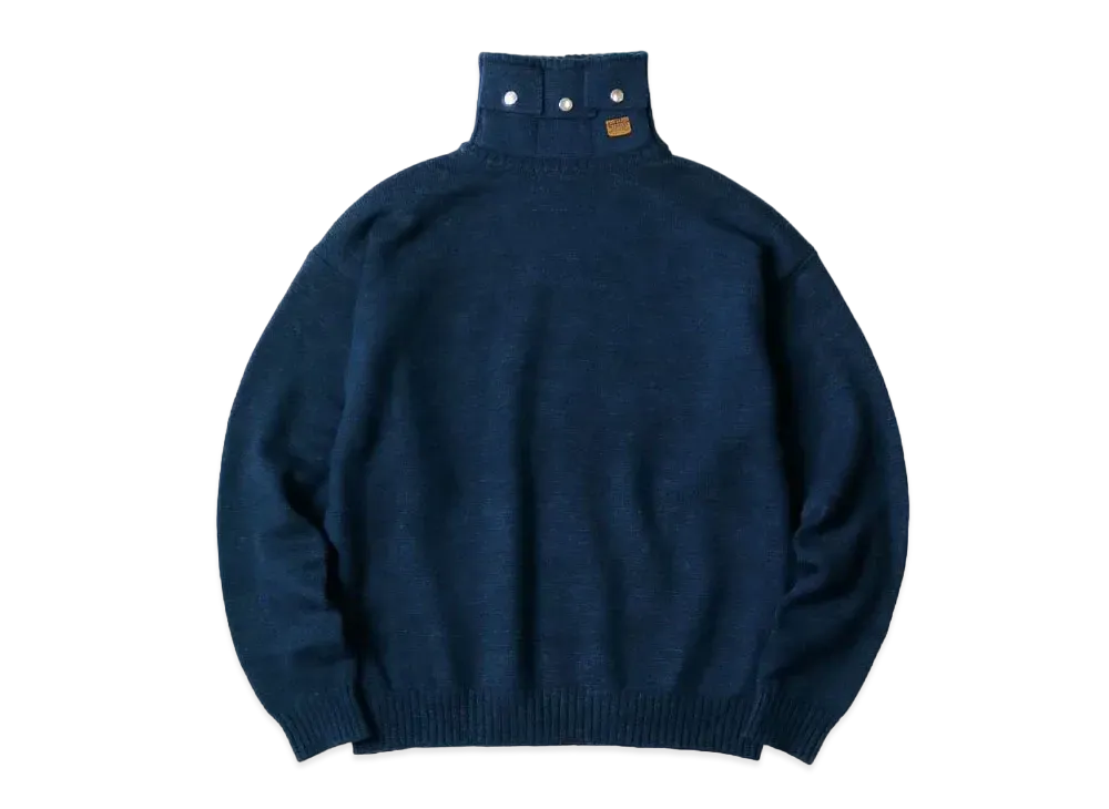KAPITAL 8G Cotton Wool Nickel 3 High Neck Sweater "Navy"
