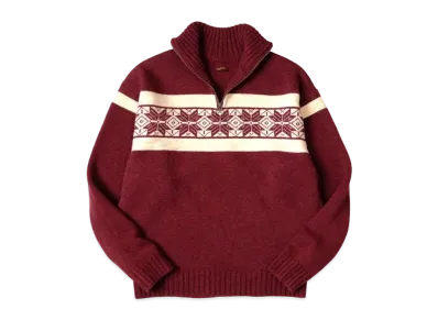 KAPITAL 5G Wool Snow Pattern Half Zip Sweater "Wine"