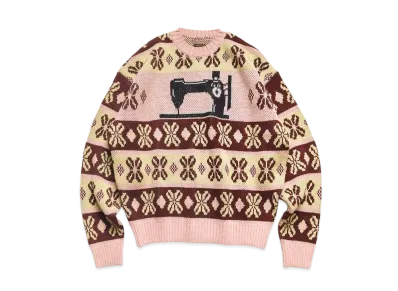 KAPITAL 5G Eco Knit Cona Bean Stripe Crew Sweater "Pink"