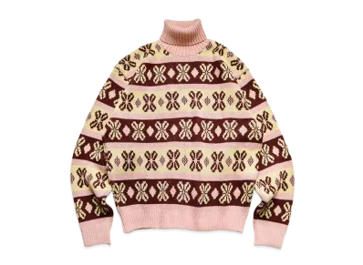 KAPITAL 5G Eco Knit Cona Bean Stripe High Neck Sweater "Pink"