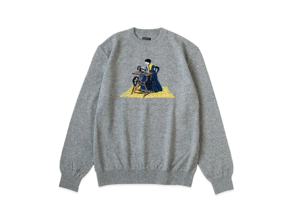 KAPITAL 12G Wool Crew Neck Sweater "Grey"