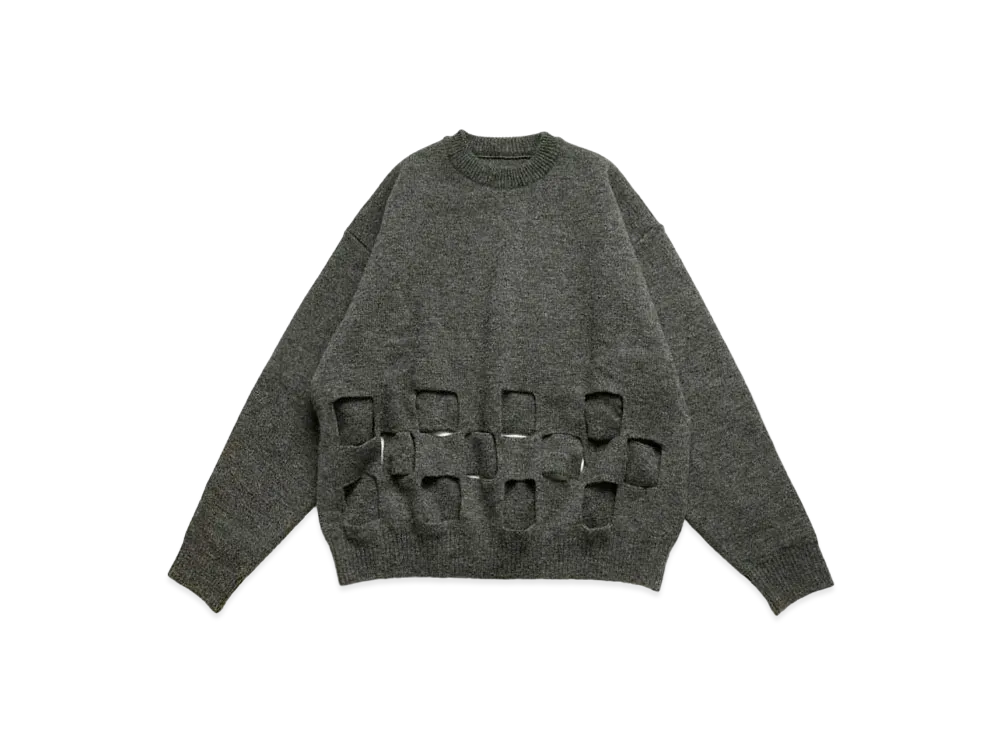 KAPITAL 7G Wool Wind Pen Big Crew Sweater "Charcoal"