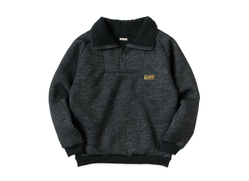 KAPITAL Boa Fleece Zip Alpine Pullover "Black"