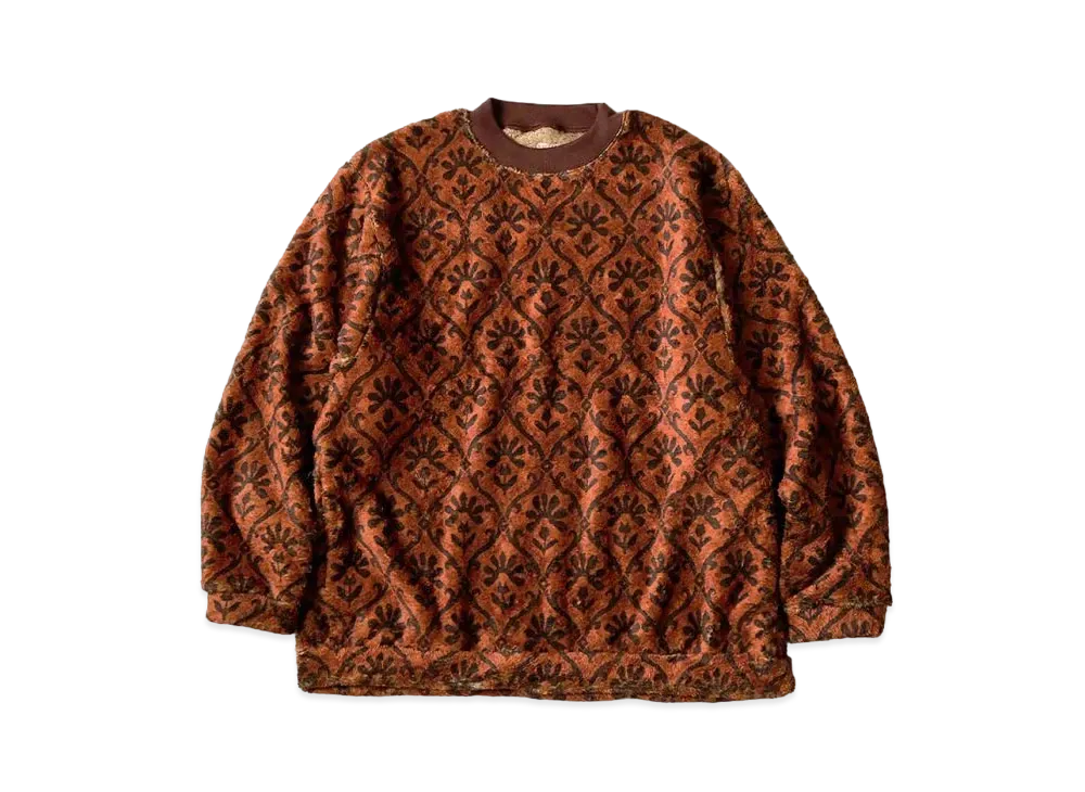 KAPITAL Yosemite Arabesque Pattern Fleece Big Crew Sweat "Brown"