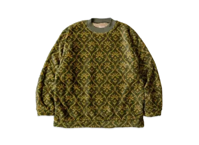KAPITAL Yosemite Arabesque Pattern Fleece Big Crew Sweat "Khaki"
