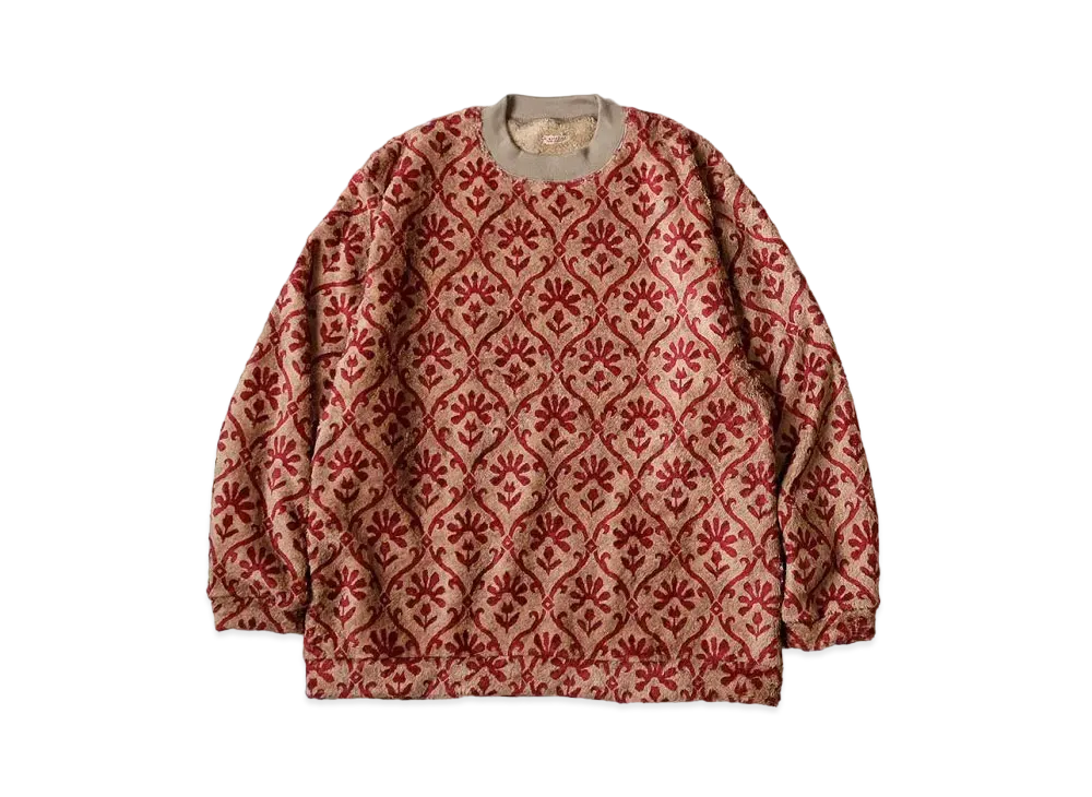 KAPITAL Yosemite Arabesque Pattern Fleece Big Crew Sweat "Beige"