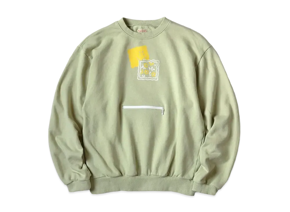 KAPITAL 30 Fleece Cookie Pocket Crew Sweat "Mint"