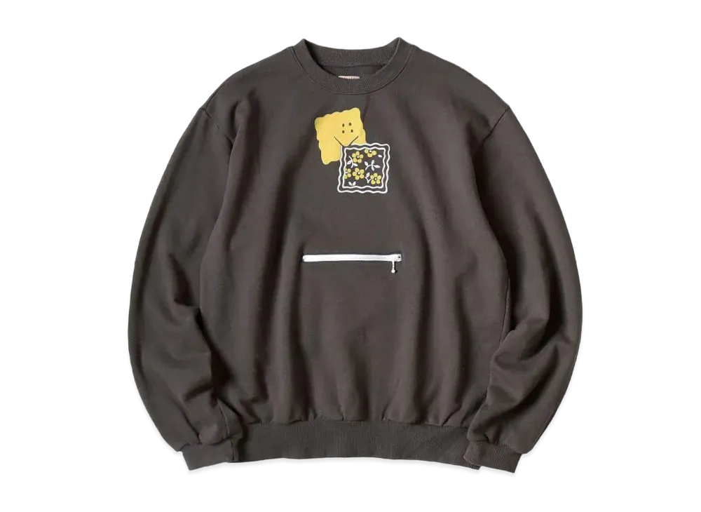 KAPITAL 30 Fleece Cookie Pocket Crew Sweat "Charcoal"