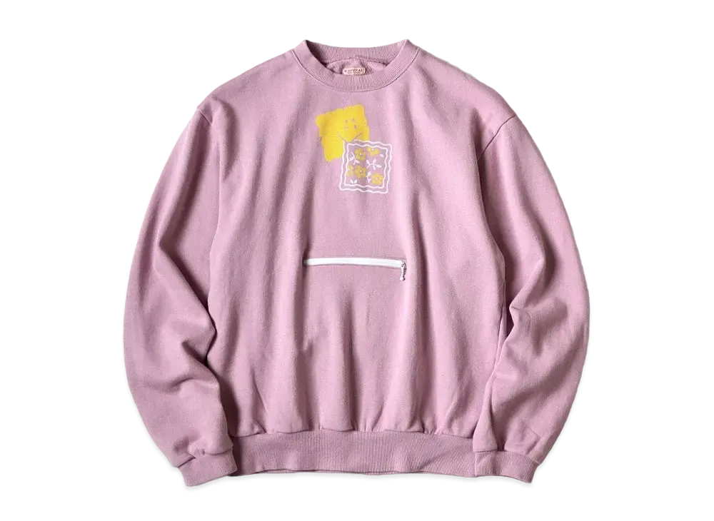 KAPITAL 30 Fleece Cookie Pocket Crew Sweat "Pink"