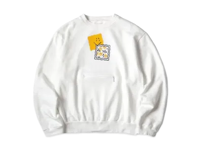 KAPITAL 30 Fleece Cookie Pocket Crew Sweat "White"