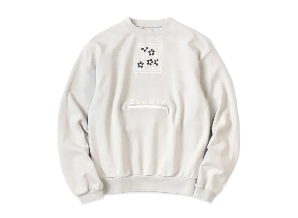 KAPITAL 30 Fleece Cookie Pocket Crew Sweat "Light Grey"