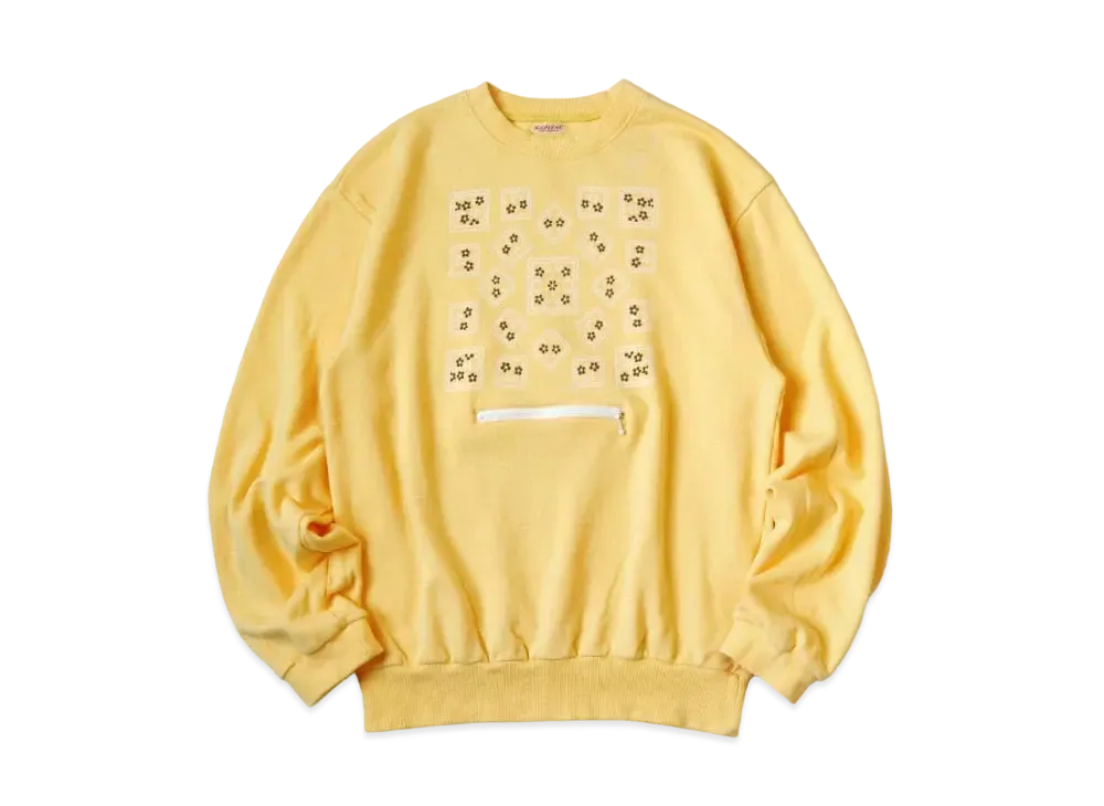 KAPITAL 30 Fleece Cookie Pocket Crew Sweat "Light Yellow"