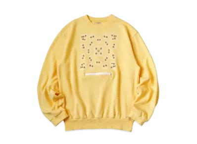 KAPITAL 30 Fleece Cookie Pocket Crew Sweat "Light Yellow"
