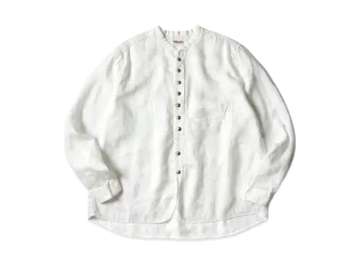 KAPITAL Gauze Linen Herringbone Stand Penny Shirt "White"