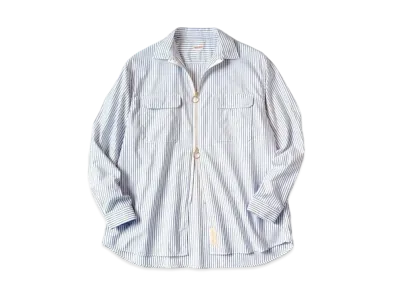 KAPITAL OX Stripe Drizzler Work Shirt "Blue"