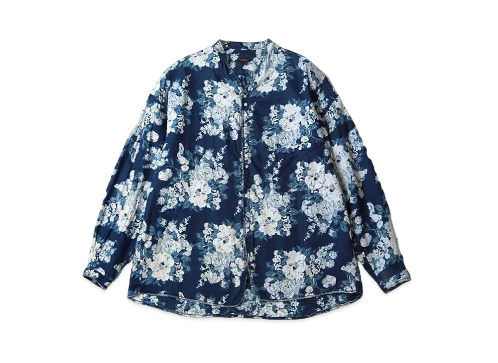 KAPITAL IDG French Cross Linen Champetre Shoka Shirt "Indigo"