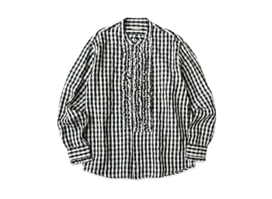 KAPITAL Twill Gingham Frills Prague Shirt "Black"