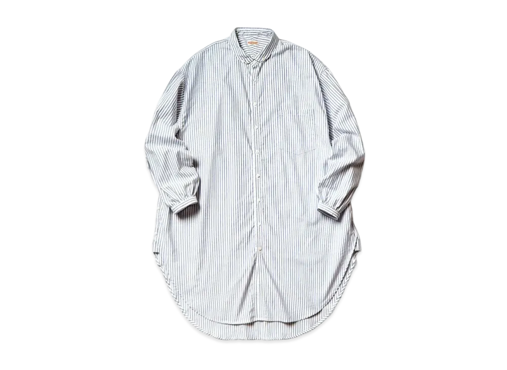 KAPITAL OX Stripe Button Down Giant Shirt "Blue"