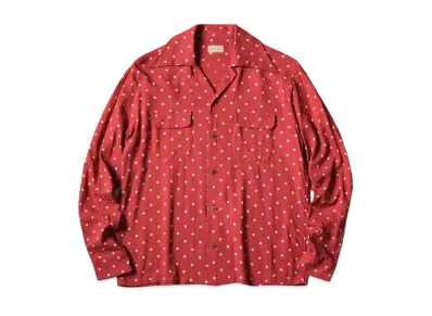 KAPITAL Linen Polka Dots Wrangle Color Open Collar Shirt "Red"
