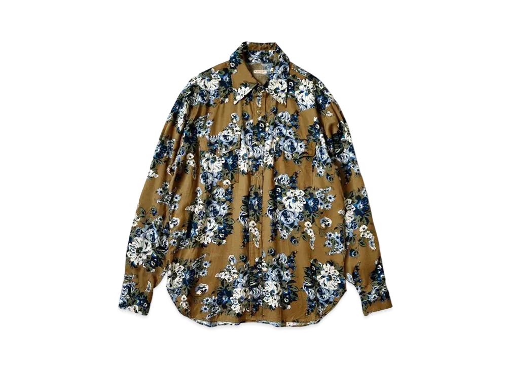 KAPITAL Rayon Twill Dianthus Champetre Pt Husky Western Shirt "Brown Khaki"