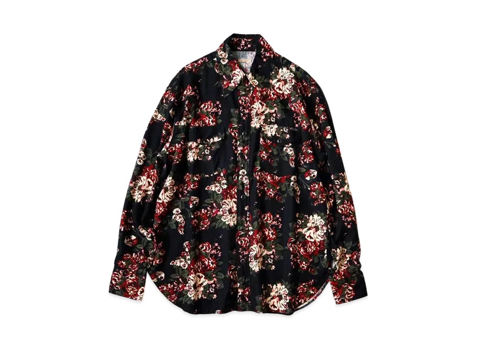 KAPITAL Rayon Twill Dianthus Champetre Pt Husky Western Shirt "Black"