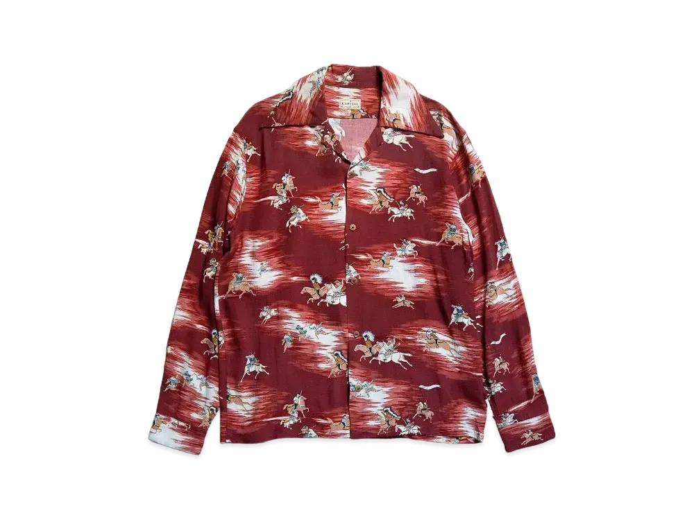 KAPITAL Rayon Kamikaze Pt Wrangle Color Open Collar Shirt "Enji"