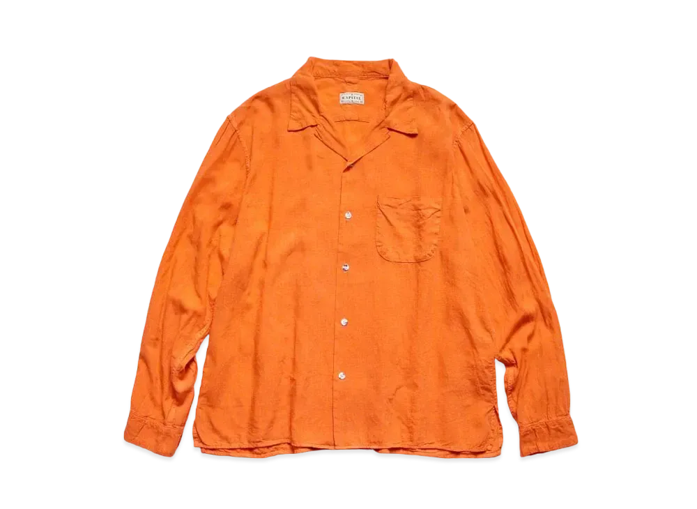 KAPITAL Soft Linen Open Collar Shirt "Orange"