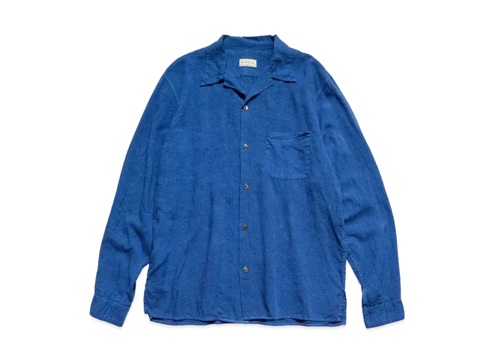 KAPITAL Soft Linen Open Collar Shirt "Blue"